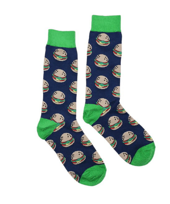 גרביים מעוצבים - המבורגר ירוק כחול