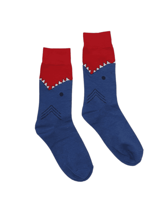 גרביים מעוצבים - כריש רעב כחול אדום