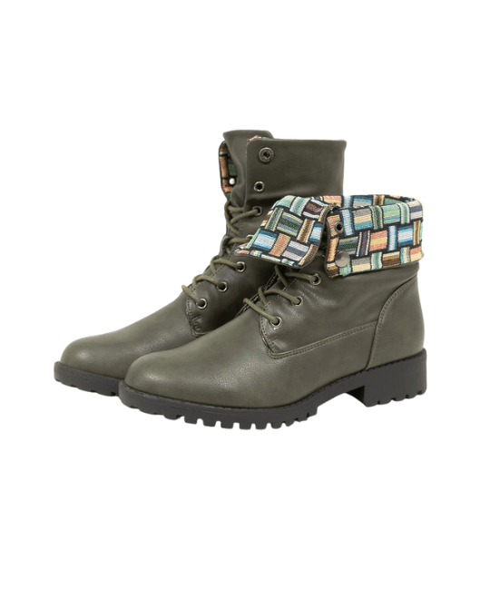 מגפיים מתקפלים - זית בד פנימי פסיפס