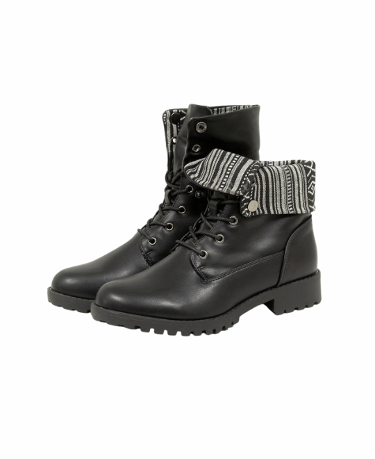 מגפיים מתקפלים - שחור בד פנימי אתני אפור