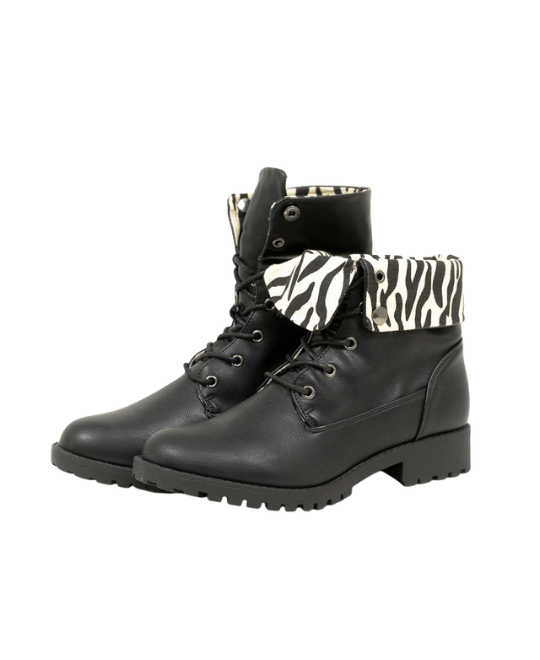 מגפיים מתקפלים - שחור בד פנימי זברה