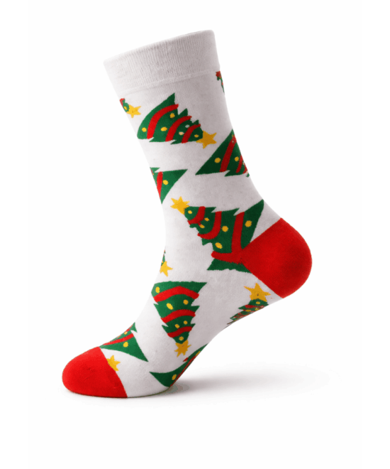 גרביים מעוצבים - עץ אשוח רקע לבן