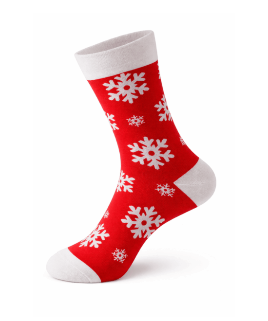 גרביים מעוצבים - פתיתי שלג אדום לבן