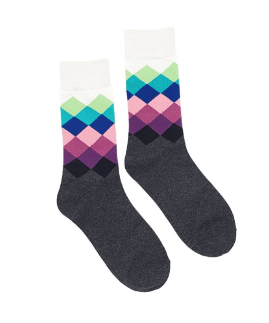 גרביים מעוצבים - מעויינים לבן אפור