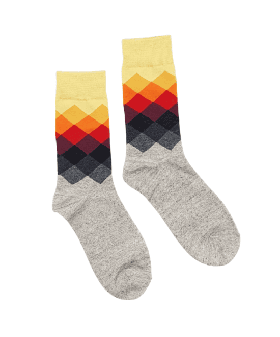 גרביים מעוצבים - מעויינים צהוב אפור