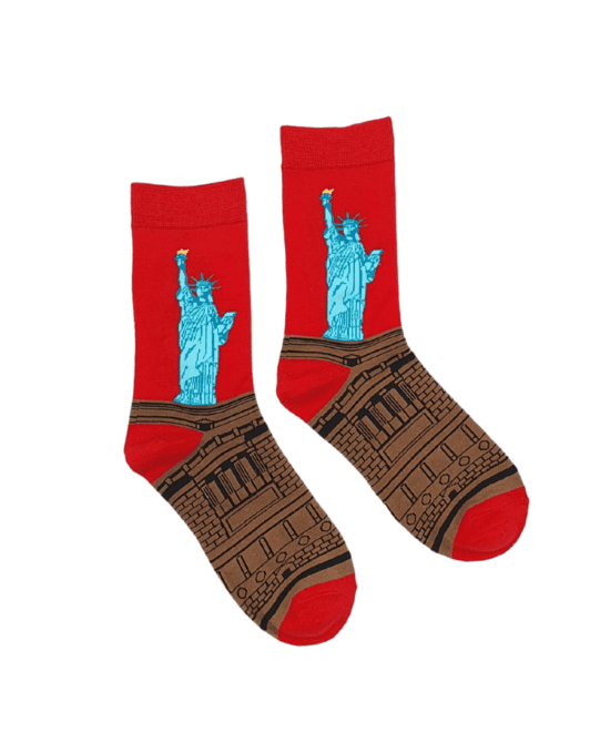 גרביים מעוצבים - פסל החירות רקע אדום