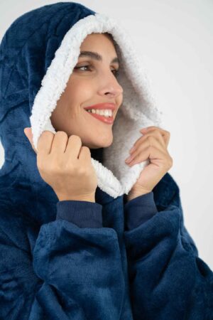 קפוצון שמיכה כחול עם כובע