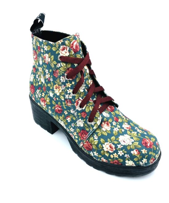 מגפיים נשים חברת עמנואל - צבע טורקיז פרחים כהה