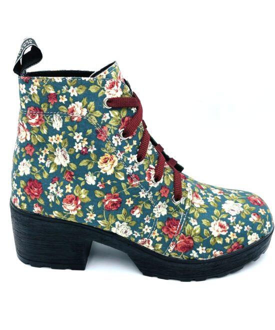 מגפיים נשים חברת עמנואל - צבע טורקיז פרחים כהה