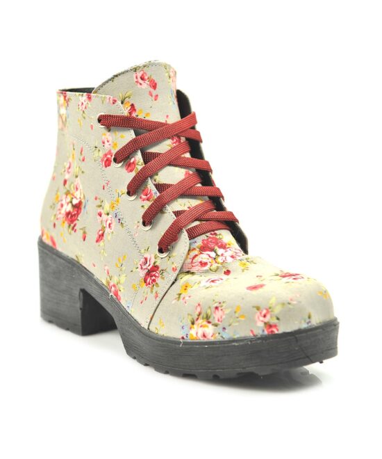 מגפיים נשים חברת עמנואל - צבע אפור פרחים