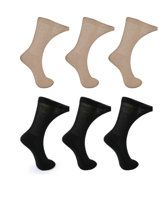 גרבי נוחות לרגל רחבה וסוכרתית - 3 זוגות שחור 3 גוף