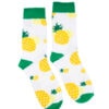 גרביים מעוצבים - אננס צהוב רקע לבן ירוק