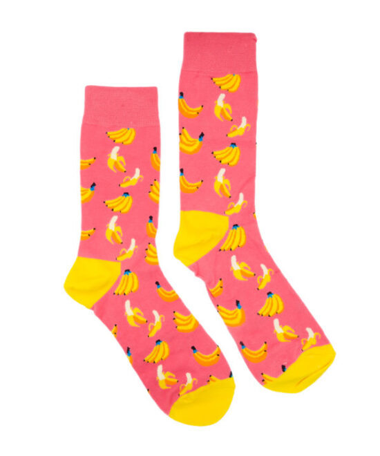 גרביים מעוצבים - בננות רקע ורוד