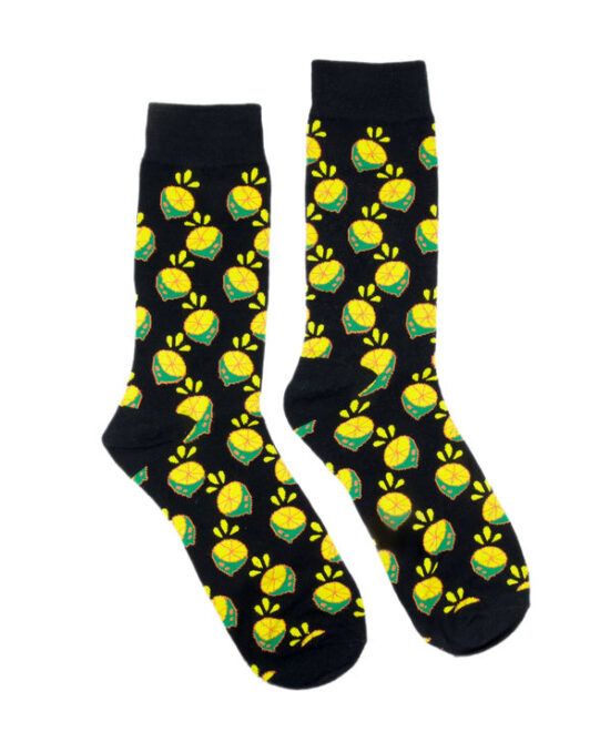 גרביים מעוצבים - לימונים רקע שחור