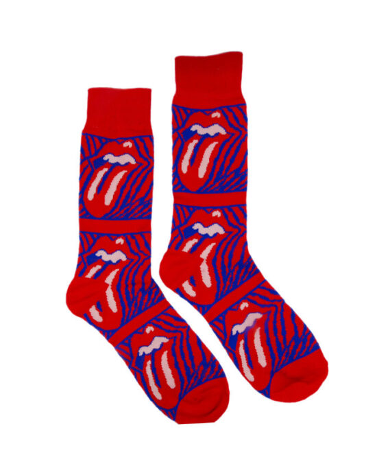 גרביים מעוצבים - שפתיים עם לשון אדום וכחול