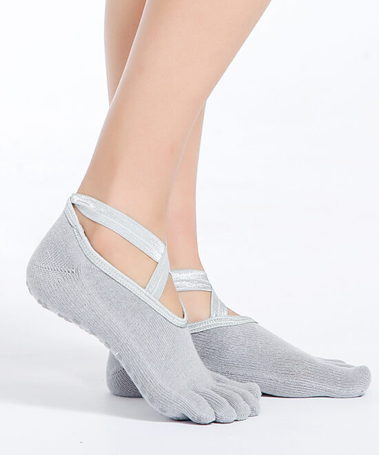 גרבי איקס לפילאטיס אצבעות בודדות סגורות - אפור בהיר