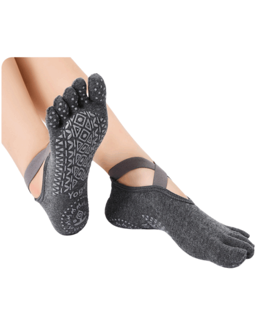 גרבי איקס לפילאטיס אצבעות בודדות סגורות - אפור כהה