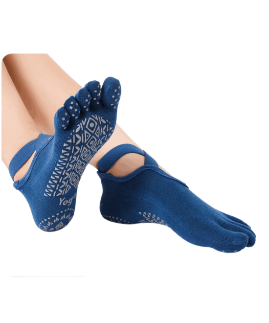 גרבי איקס לפילאטיס אצבעות בודדות סגורות - כחול