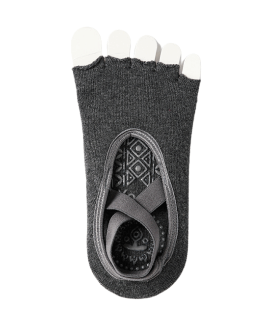 גרבי איקס ללא אצבעות לפילאטיס - אפור כהה