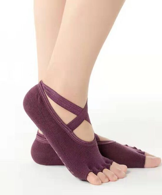 גרבי איקס ללא אצבעות לפילאטיס - סגול חציל