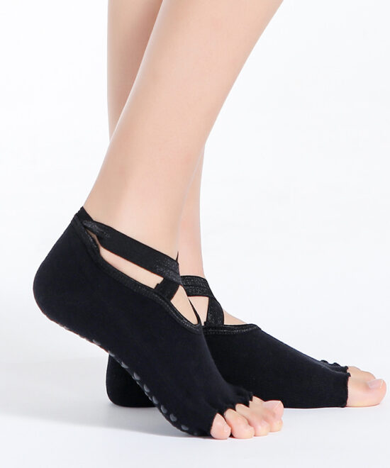 גרבי איקס ללא אצבעות לפילאטיס - שחור