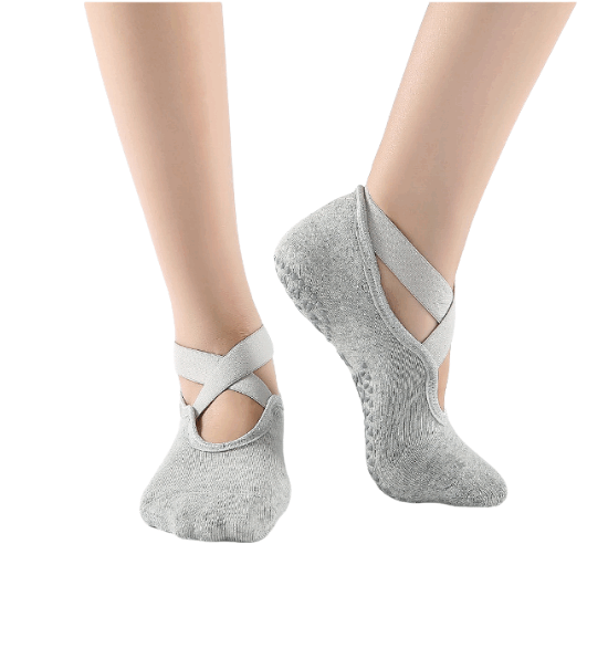 גרבי איקס סגור לפילאטיס - אפור בהיר