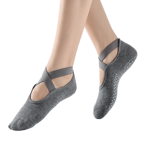 גרבי איקס סגור לפילאטיס - אפור כהה