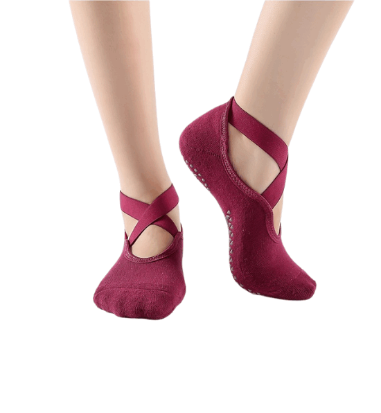 גרבי איקס סגור לפילאטיס - בורדו