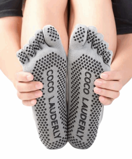 גרב חמש אצבעות לפילאטיס  34 עד 40 - אפור