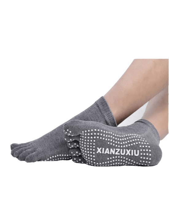 גרב חמש אצבעות לפילאטיס  36 עד 42 - אפור כהה