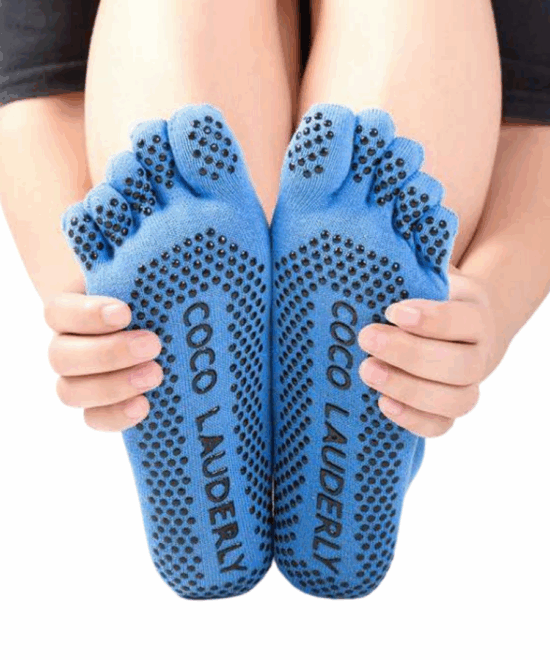 גרב חמש אצבעות לפילאטיס 34 עד 40 - כחול