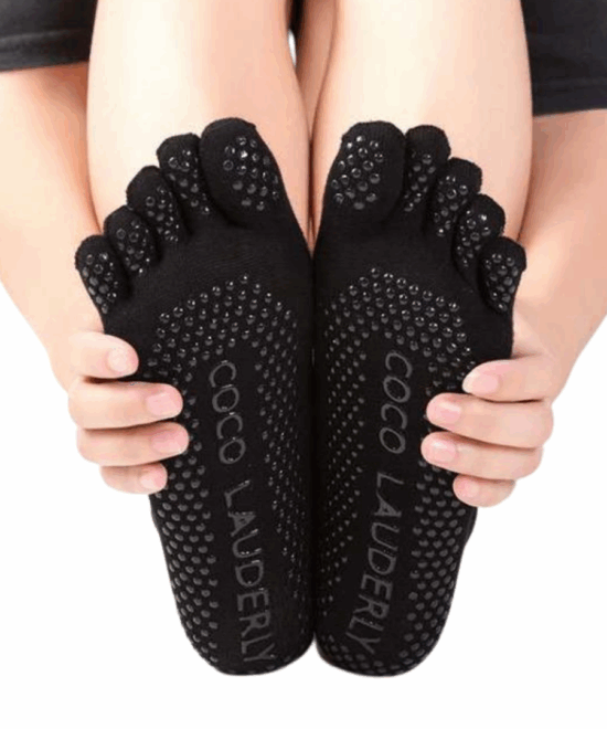 גרב חמש אצבעות לפילאטיס 34 עד 40 - שחור