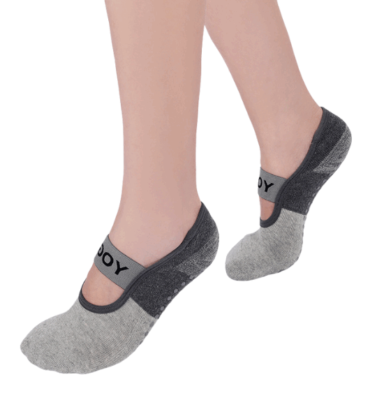 גרבי פס רחב סגור לפילאטיס - אפור+אפור