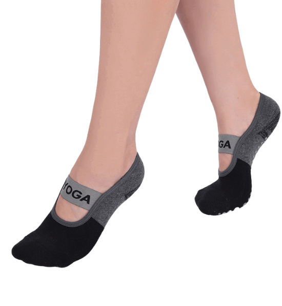 גרבי פס רחב סגור לפילאטיס - שחור+אפור