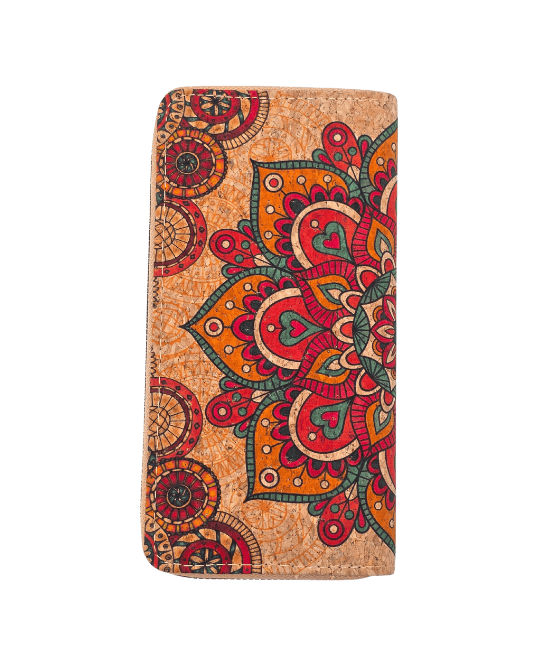 ארנק שעם אמיתי בעיצוב בוהו צבעוני עבודת יד – מנדלה אדומה