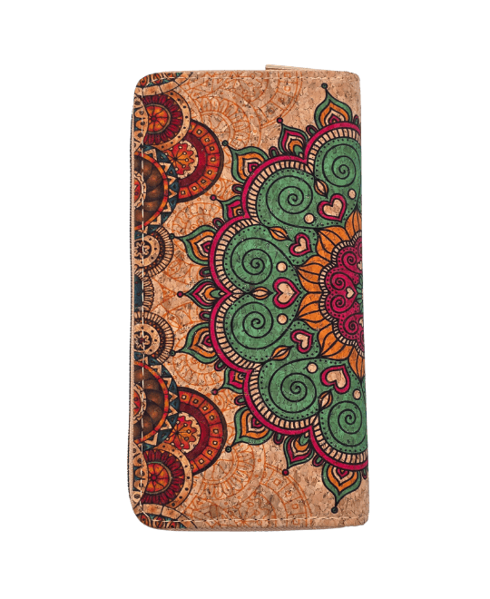 ארנק שעם אמיתי בעיצוב בוהו צבעוני עבודת יד – מנדלה ירוקה