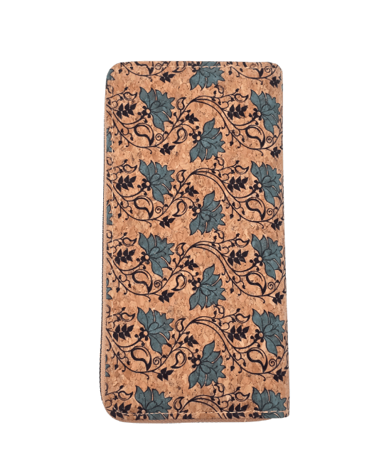 ארנק שעם אמיתי בעיצוב בוהו צבעוני עבודת יד – עלים כחולים