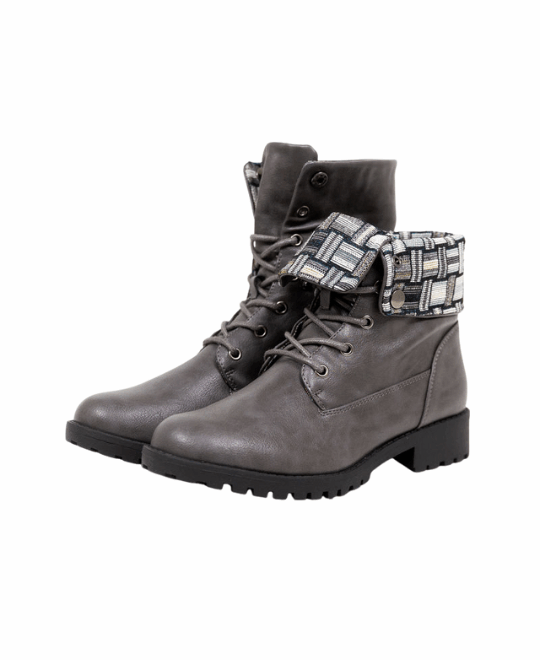 מגפיים מתקפלים - אפור בד פנימי פסיפס