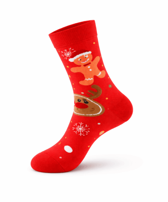 גרביים מעוצבים - איש זנגביל ואייל רקע אדום