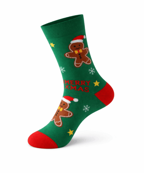 גרביים מעוצבים - איש זנגביל עם כובע סנטה