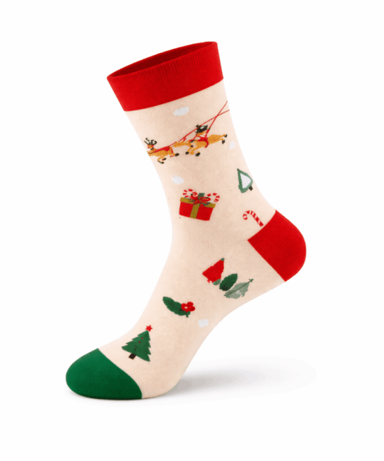 גרביים מעוצבים - כריסמס שמנת