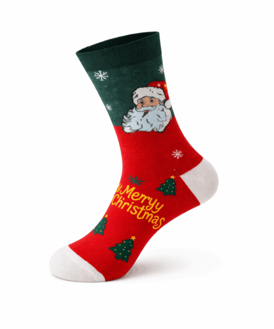 גרביים מעוצבים - סנטה ירוק אדום Merry Christmas