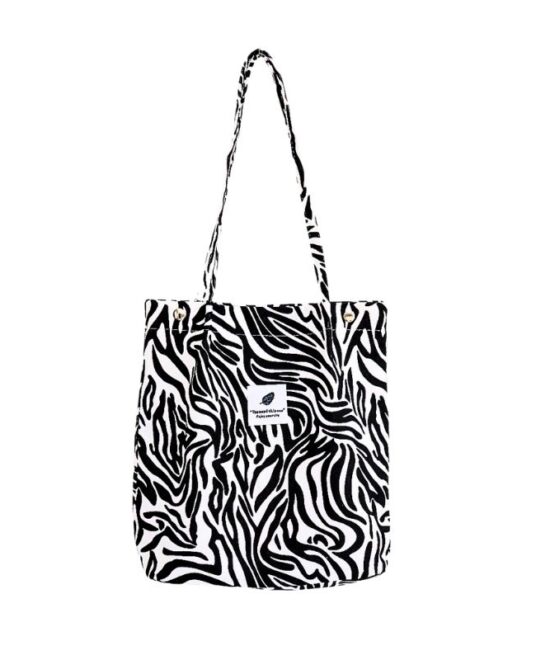 תיק צד קורדרוי - הדפס זברה