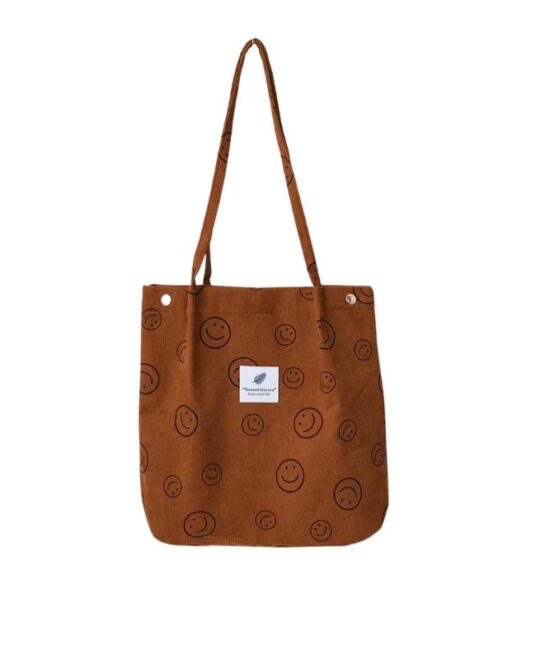 תיק צד קורדרוי - הדפס סמיילי קאמל