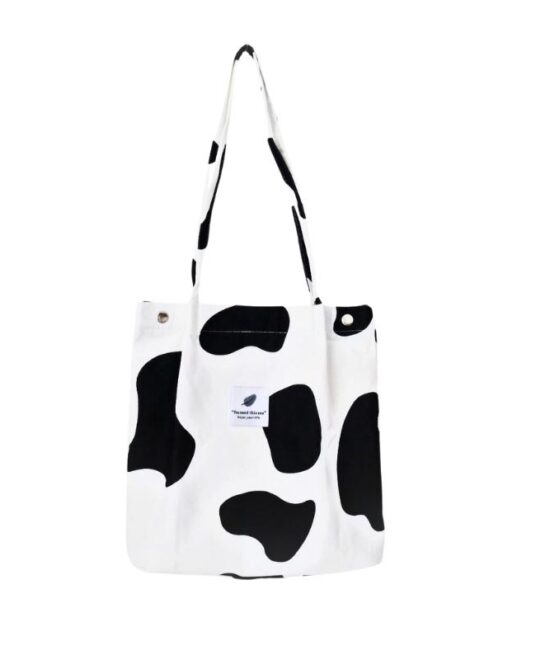 תיק צד קורדרוי - הדפס פרה