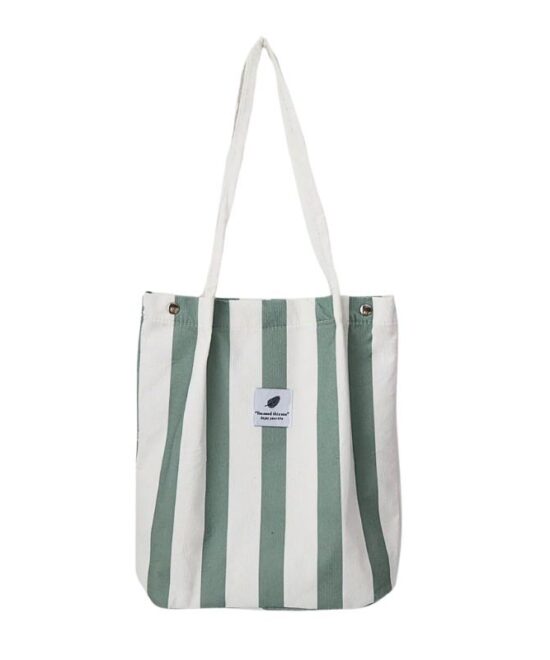 תיק צד קורדרוי - פסים ירוק מנטה